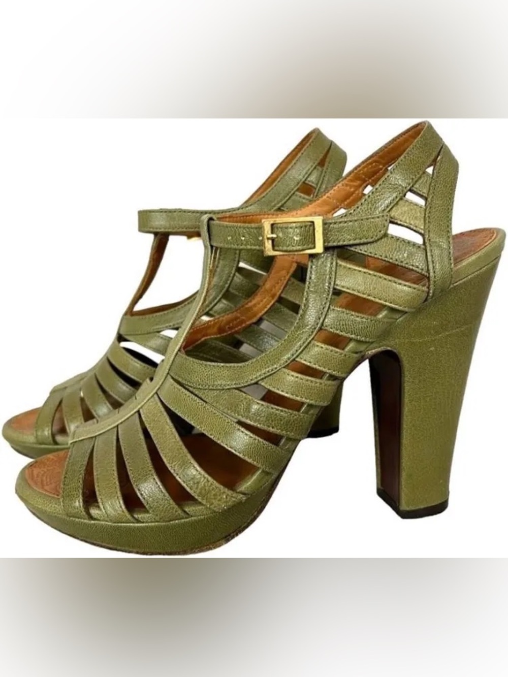 Chie mahara olive Green Strappy High Heel Sandals